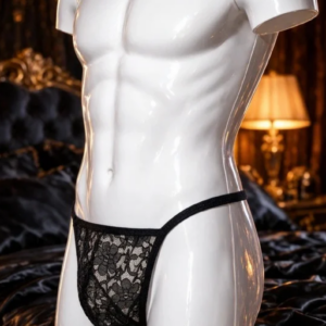 Bacio Fantazi Siyah Dantelli Erkek Iç Çamaşırı String Tanga BC4582