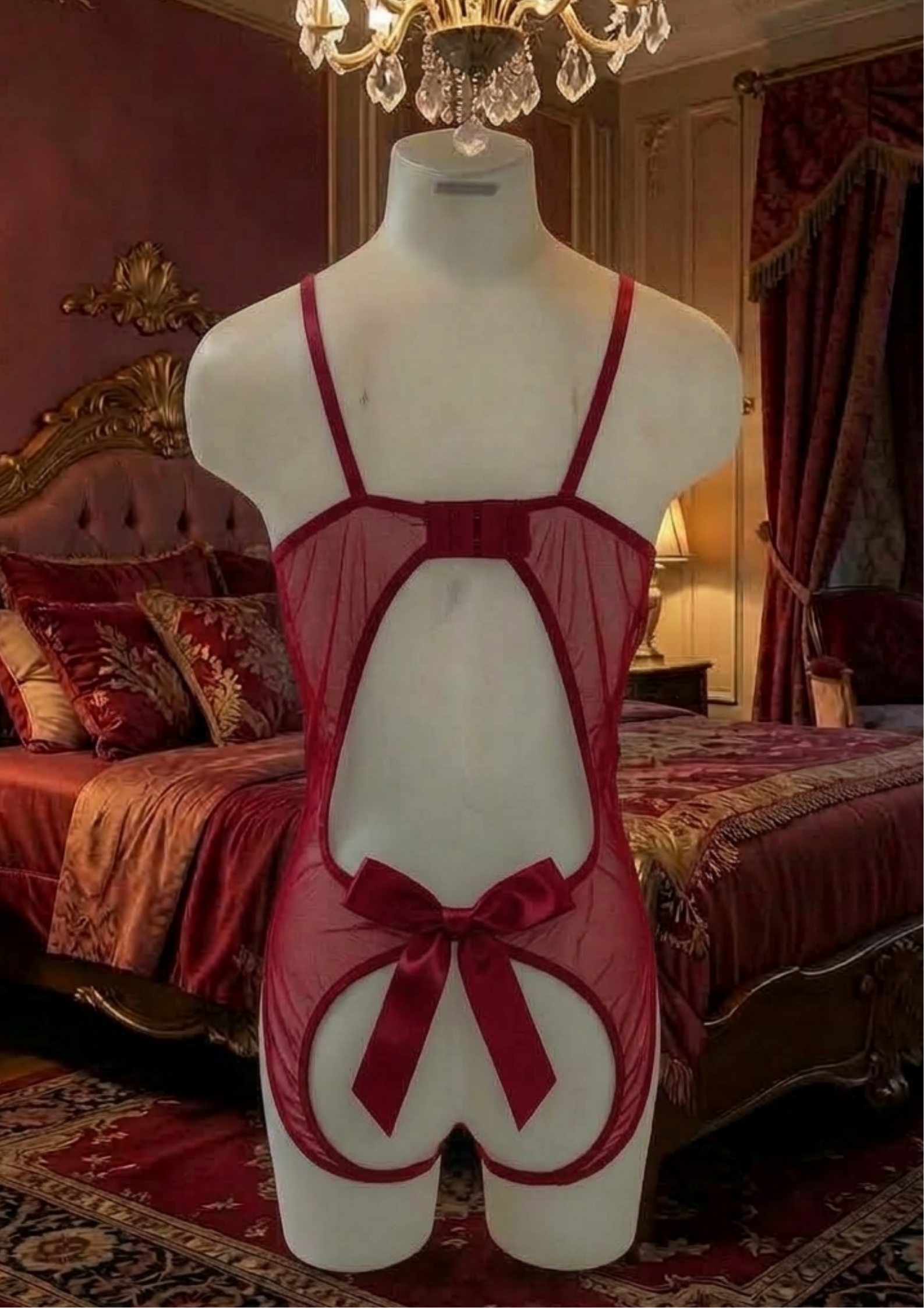 Bacio Fantezi Dantelli Kırmızı Seksi Özel Ağı Açık İç Giyim BC9701-1 - Görsel 2