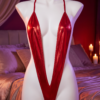 Bacio Fantezi Kırmızı Arkası Açık Seksi Saten Gecelik İç Giyim BC10116 - Thumbnail Image 3