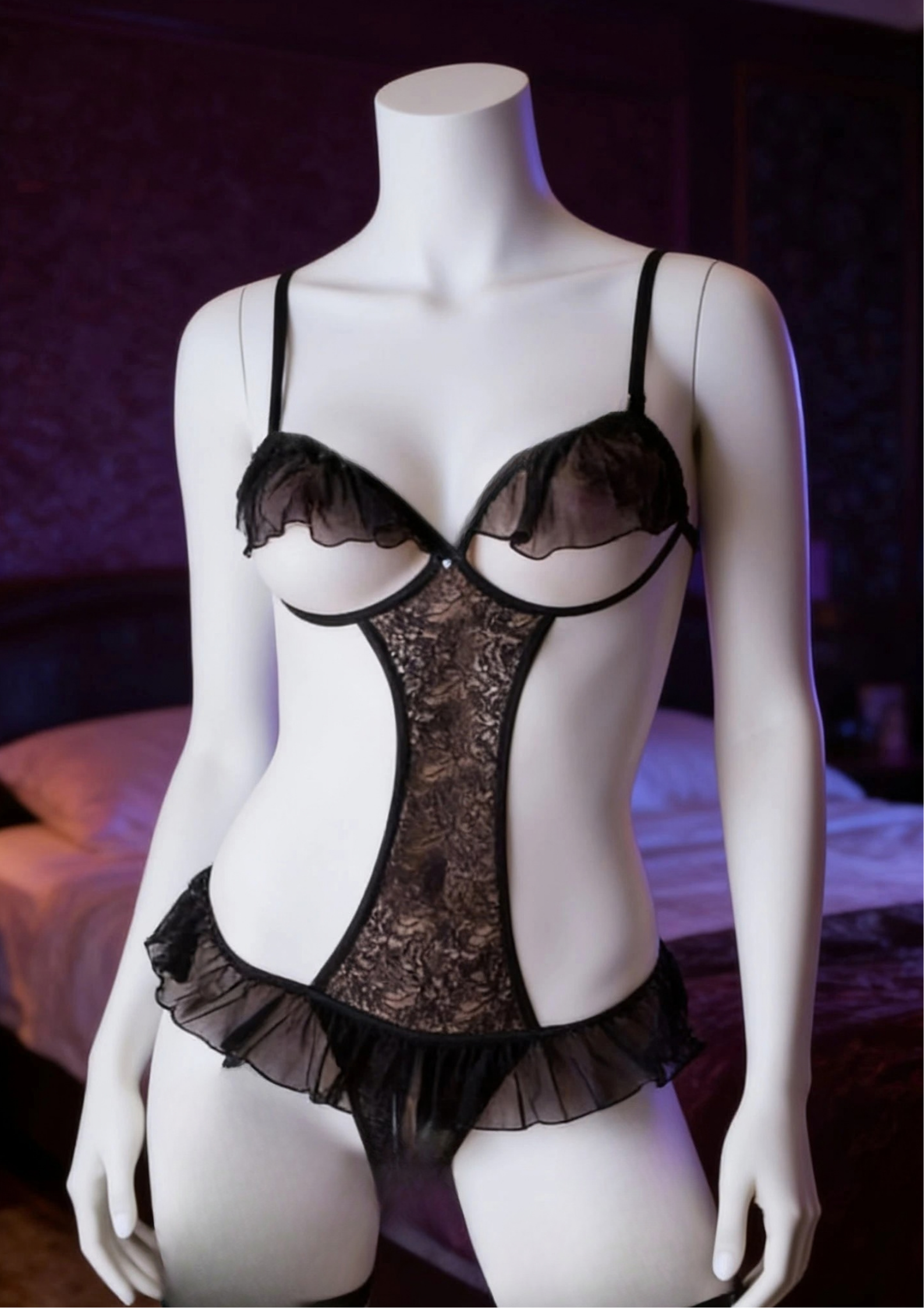 Bacio Fantezi Özel Ağları Açık Babydoll Seksi İç Giyim BC3253 - Görsel 1