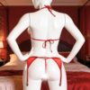 Fantazi Kırmızı Seksi Transparan Tül Jartiyer Takım BC2394 - Thumbnail Image 2