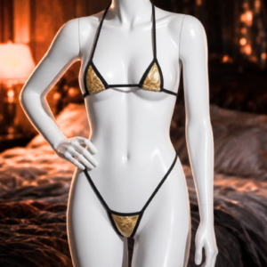 Seksi Altın  Üçgen Kesim Sütyen String Takım BC10144