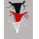 Kadın 3'lü Dantelli Yandan Bağlamalı Seksi Tanga BC0054
