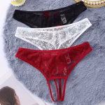 Kadın 3'lü Seksi Ağ Bölgesi Açık Dantelli Tanga Seti BC0055