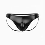 Fantezi Siyah Arkası Açık Seksi Parlak Erkek Külot BC4621